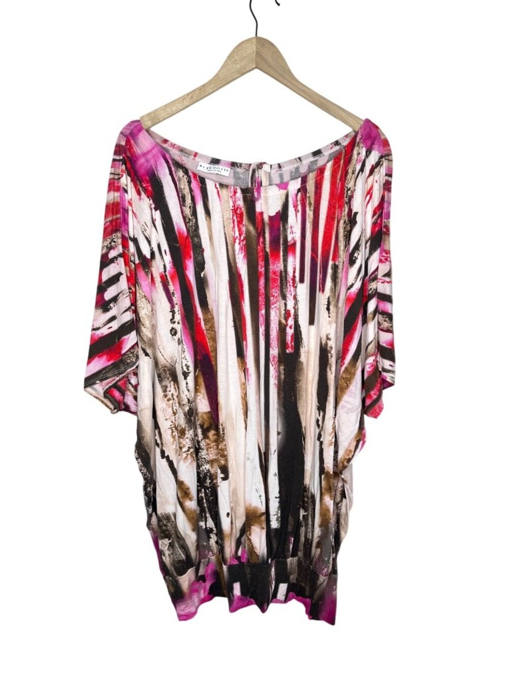 Bryn Walker Womens Abstract Stripe Lagenlook Tunic Top Large